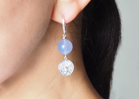 Tree of Life  ブルーカルセドニー・ピアス　silver925