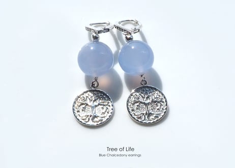 Tree of Life  ブルーカルセドニー・ピアス　silver925