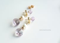 pink&white アメシスト＆淡水パール・2wayピアス　K14gf