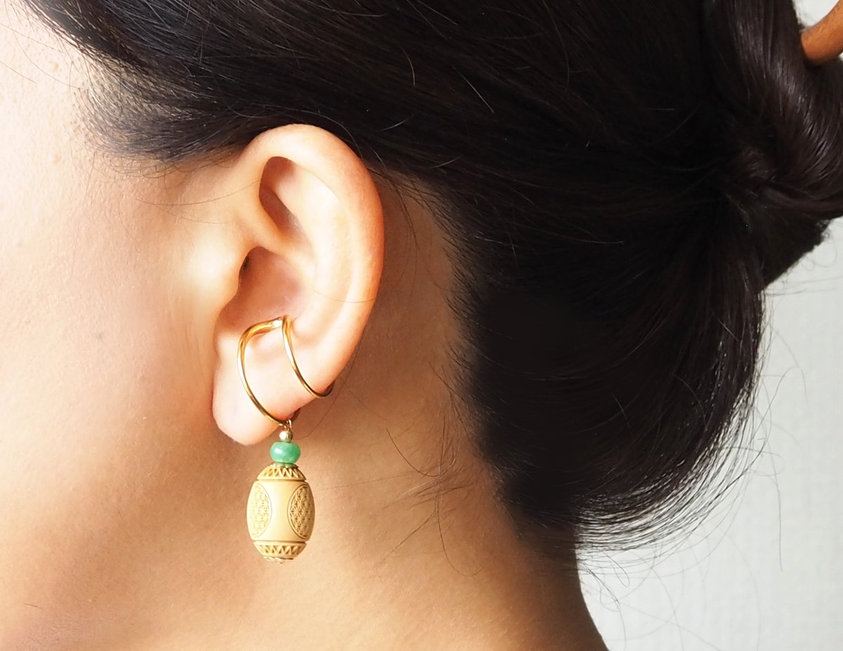 フラワーオブライフ＆緑翡翠・イヤーカフ | mizunone