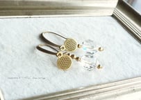 spirit of nature クリアクオーツ20面体＆FOLピアス　brass
