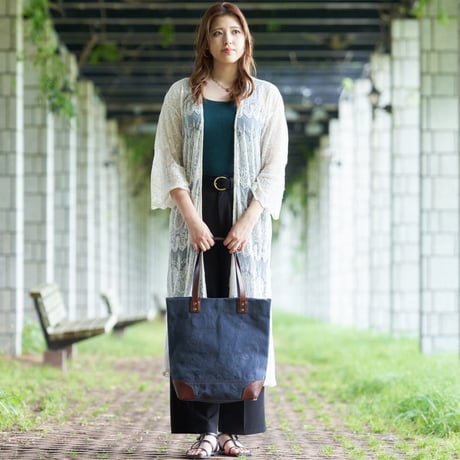 rena 豊岡(レナ　トヨオカ）cheviot(NEWモデル）六号蝋引き帆布・バイオ加工・トート（rj-302-B）  【豊岡製】【倉敷児島製帆布】