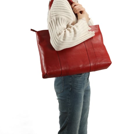 【日本製】【rena -iris  made in japan】〔rena-white　collection〕軽量牛革製品・ヌメ革手提げトート（H　28　W　40　D　10.5　cm)   ir-03