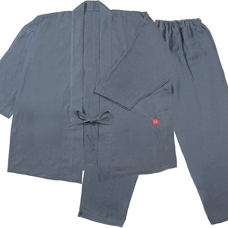 【日本製】(Mサイズ）【ナチュラル・レナ】【受注生産品】（京はんなりリネン製・麻100％）柔らかふっくらリネンの作務衣 nr-041-M