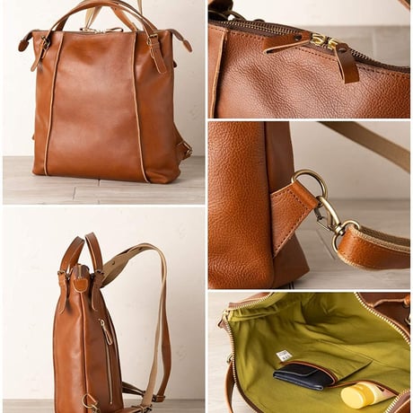【日本製】【rena -iris  made in japan】〔rena-white　collection〕牛革製品・多機能3way・オイルヌメ製牛革リュック　ir-75