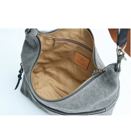 豊岡鞄（認定商品・FEEDBAG）豊岡製・神鍋山火山灰染め 8号帆布・イブクロ型斜め掛けショルダーバッグ FB-102-B