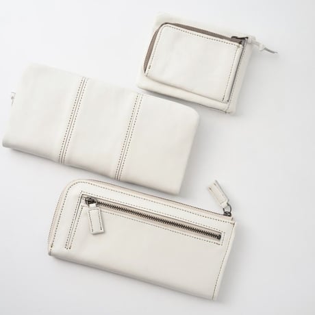 rena 豊岡(レナ　トヨオカ）〔rena-white　collection〕スペイン牛革（仔牛革）手絞りオイル仕上げ　ラウンドファスナー長財布（re-007-wh01）