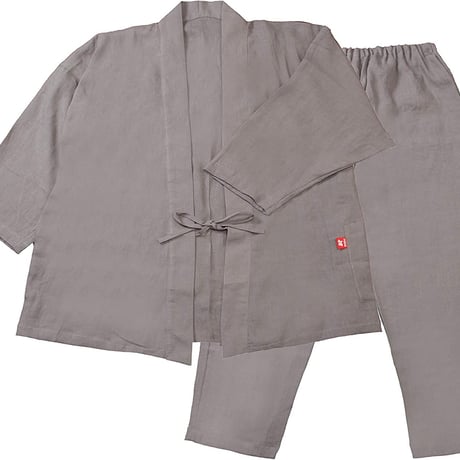 【日本製】(Mサイズ）【ナチュラル・レナ】【受注生産品】（京はんなりリネン製・麻100％）柔らかふっくらリネンの作務衣 nr-041-M