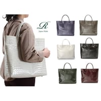 【日本製】【rena -iris  made in japan】牛革製品　男女兼用・エナメルクロコ型押し・ 軽量ラージサイズ・トートバッグ 　ir-667