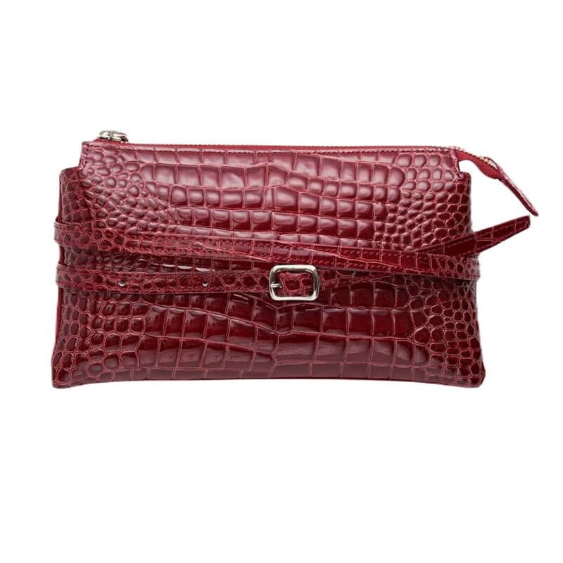 日本製】【rena -iris made in japan】牛革エナメルクロコ・横型お財布