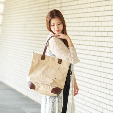rena 豊岡(レナ　トヨオカ）cheviot(NEWモデル）六号蝋引き帆布・バイオ加工・トート（rj-302-B）  【豊岡製】【倉敷児島製帆布】