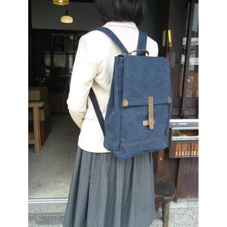 rena 豊岡(レナ　トヨオカ）cheviot(チェビオット）六号蝋引き帆布・バイオ加工・リュック（rj-304）  【豊岡製】【倉敷児島製帆布】