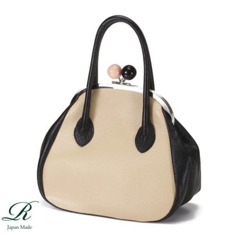 【日本製】【rena -iris  made in japan】【日本製】(ソフトシュリンクレザー製)　牛革製品・コンビcolor   ガマ口バッグ　　ir-665-all