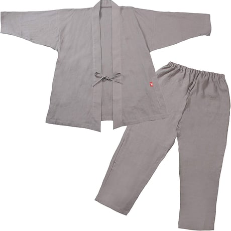 【日本製】(Mサイズ）【ナチュラル・レナ】【受注生産品】（京はんなりリネン製・麻100％）柔らかふっくらリネンの作務衣 nr-041-M