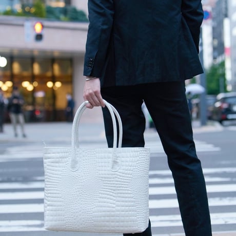 【rena-iris made in japan】【日本製】男女兼用ビジネス仕様・牛革エナメルクロコ スーパーラージサイズ・トートバッグ ri-669