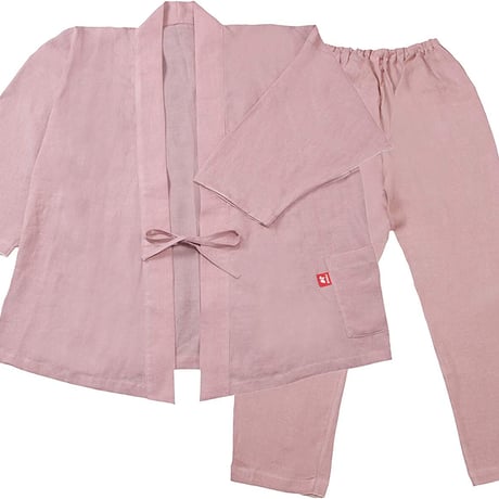 【日本製】(Mサイズ）【ナチュラル・レナ】【受注生産品】（京はんなりリネン製・麻100％）柔らかふっくらリネンの作務衣 nr-041-M