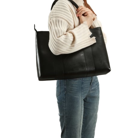 【日本製】【rena -iris  made in japan】〔rena-white　collection〕軽量牛革製品・ヌメ革手提げトート（H　28　W　40　D　10.5　cm)   ir-03