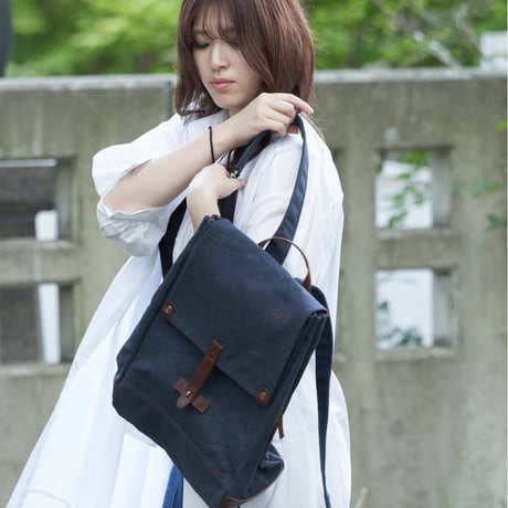 rena 豊岡(レナ　トヨオカ）cheviot(2024モデル）六号蝋引き帆布・バイオ加工・リュック（rj-304-B）  【豊岡製】【倉敷児島製帆布】