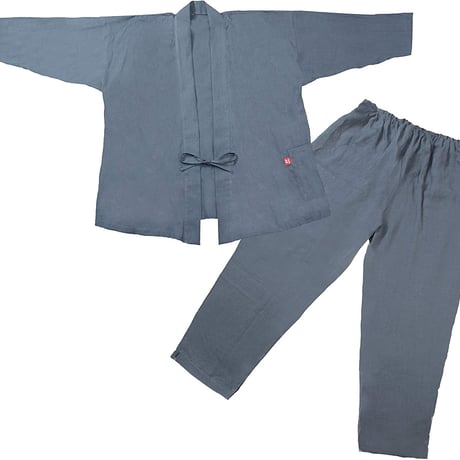 【日本製】(Mサイズ）【ナチュラル・レナ】【受注生産品】（京はんなりリネン製・麻100％）柔らかふっくらリネンの作務衣 nr-041-M