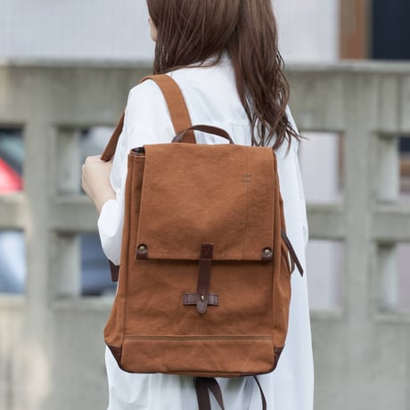 rena 豊岡(レナ　トヨオカ）cheviot(2024モデル）六号蝋引き帆布・バイオ加工・リュック（rj-304-B）  【豊岡製】【倉敷児島製帆布】
