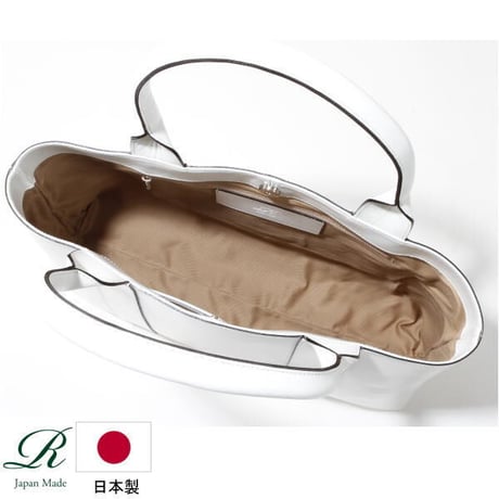 【日本製】【rena -iris  made in japan】〔rena-white　collection〕軽量牛革製品・ヌメ革手提げトート（H　33　W　46　D　12　cm)   ir-02
