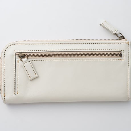 rena 豊岡(レナ　トヨオカ）〔rena-white　collection〕スペイン牛革（仔牛革）手絞りオイル仕上げ　L字ファスナー長財布（re-009-wh01）