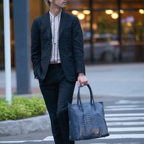 【rena-iris made in japan】【日本製】男女兼用ビジネス仕様・牛革エナメルクロコ スーパーラージサイズ・トートバッグ ri-669