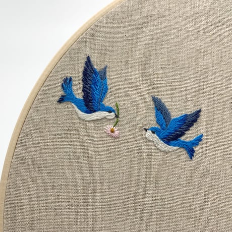 Gay embroidery art "Boys and blue birds"