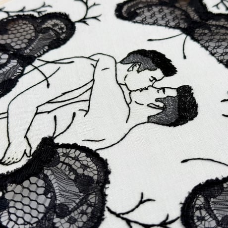 "Blakc lace butterflies" US$250
