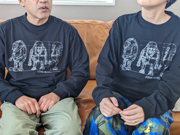 JUNK HEAD ジャンクヘッド 3バカちゃん Tシャツ ☆「JUNK HEAD 」3バカちゃん図面画の長袖Tシャツ☆ | YAMIKENstore