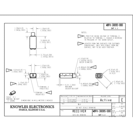 2個セット WBFK-30095-P183 Knowles シングルツイータードライバ バランスアーマチュア 受信機スピーカー DIY IEM (インイヤーモニター) イヤホン用