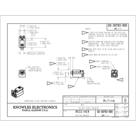 2個セット Knowles GQ-30783 バランスアーマチュア ドライバー IEM デュアルレシーバースピーカー フルレンジ周波数