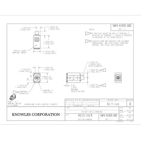 2個セット SWFK-31736 Knowles バランスアーマチュア ドライバー 受信機スピーカー デュアルツイーター
