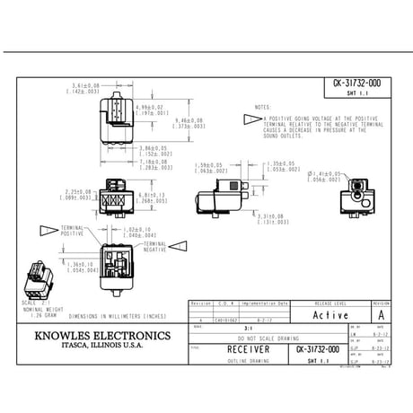 2個セット GK-31732 Knowles バランスアーマチュア トリプルドライバー 受信機スピーカー インイヤーモニター DIY用