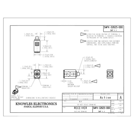 2個セット Knowles SWFK-32625 バランスアーマチュア ドライバー IEMイヤホン・補聴器用 双方向ツイーター