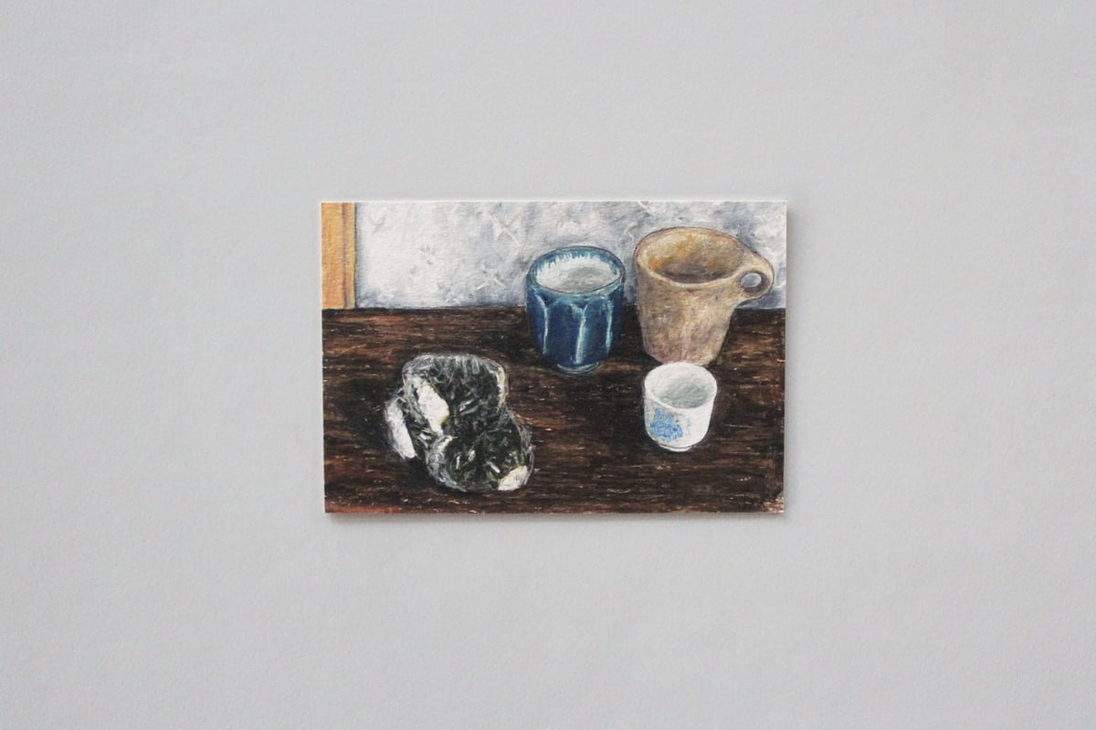 マメイケダ《静物（湯呑と茶碗と林檎三つ）》ポストカード｜dot to dot