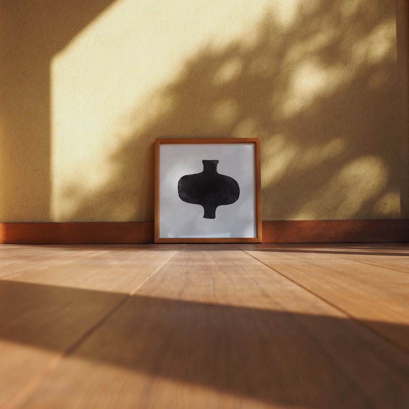 木版画 額あり SQ25-005 『種子』(26.5×26.5/cm) | CHITEN SHOP