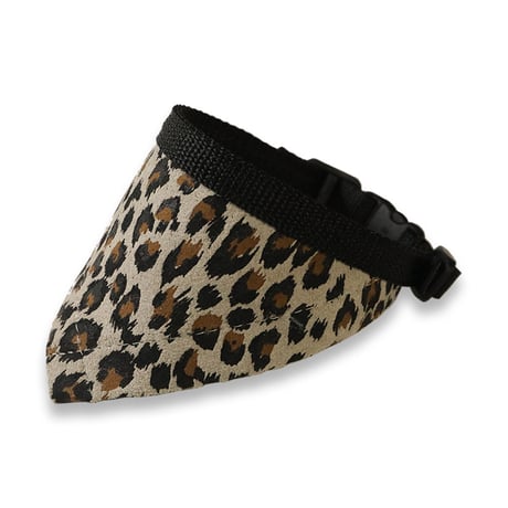 Leopard Print Pig Suede Leather Bandana Style Collar