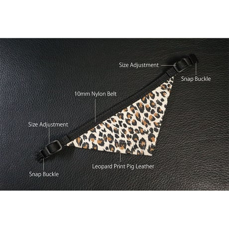 Leopard Print Pig Suede Leather Bandana Style Collar