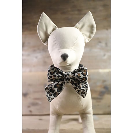 Leopard Print Pig Suede Leather Ribbon Style Collar