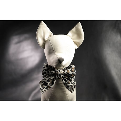 Leopard Print Pig Suede Leather Ribbon Style Collar