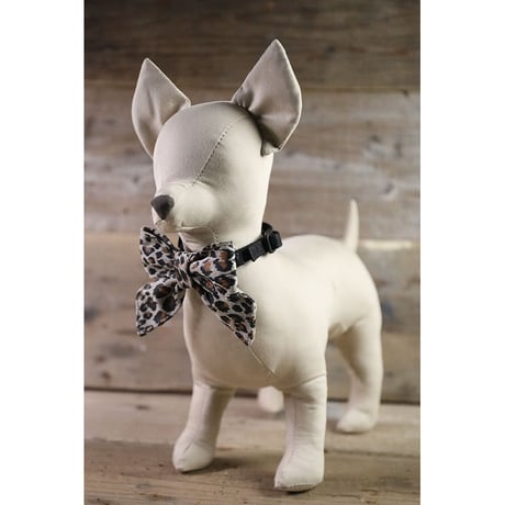 Leopard Print Pig Suede Leather Ribbon Style Collar