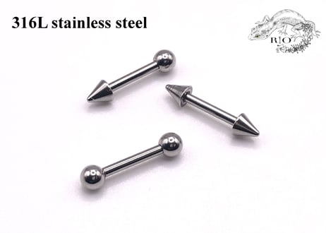 ストレートバーベル 14mm　16G(1.2mm)  ボール&コーンキャッチ