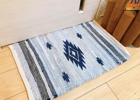 リユースデニムマット　40×60 デニム　オルテガ　ストライプ