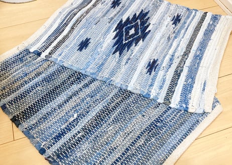 リユースデニムマット　40×60 デニム　オルテガ　ストライプ