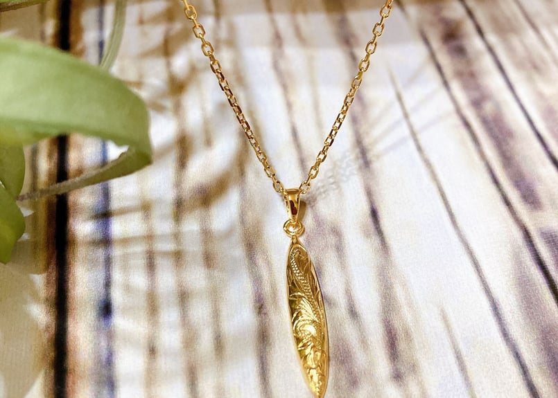 ハワイアンジュエリー 純金 24KGP コーティング サーフボードネックレス ハワイアンジュエリー 純金 24KGP コーティング サーフボード