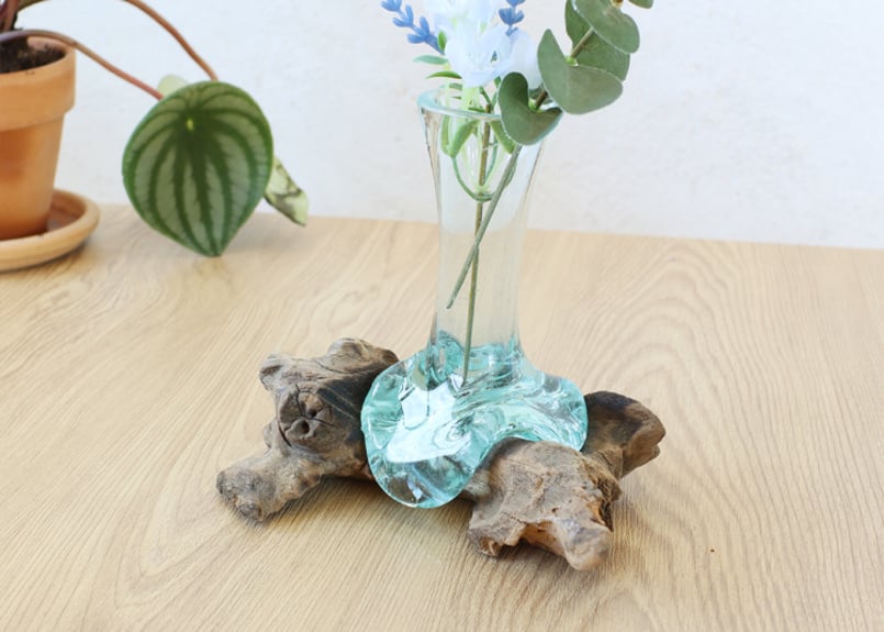 古木手吹ガラス Sサイズ 花瓶 花器 マリン ハワイ インテリア おしゃれ