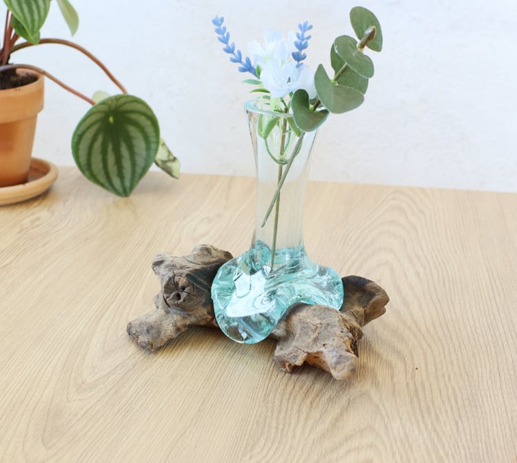 古木手吹ガラス Sサイズ 花瓶 花器 マリン ハワイ インテリア