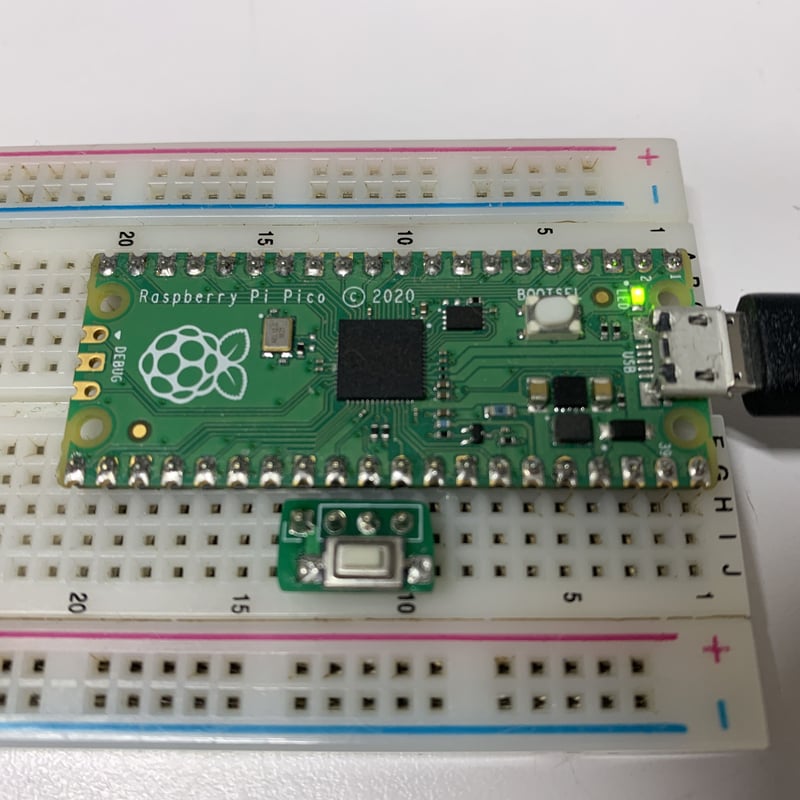 Raspberry Pi Pico（ピンヘッダー実装済）+ リセットスイッチ付き