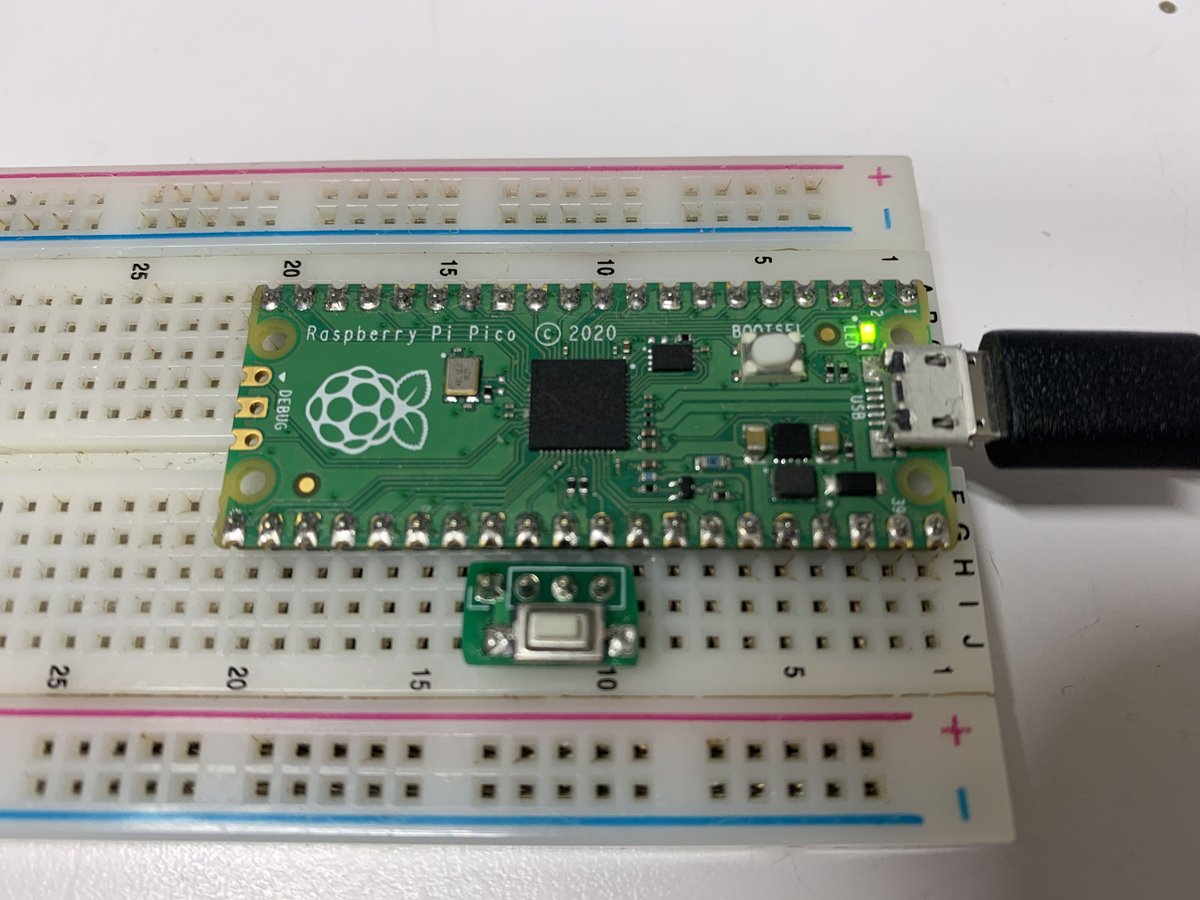 Raspberry Pi Pico（ピンヘッダー実装済）+ リセットスイッチ